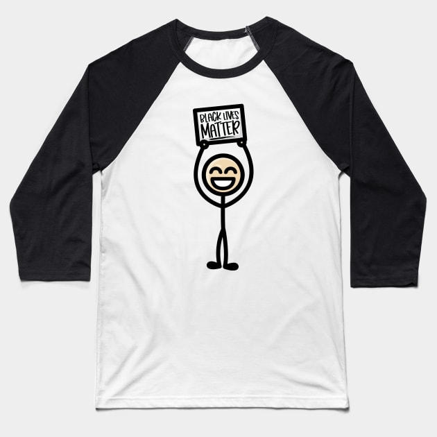 Stick Guy 2 - Black Lives Matter Baseball T-Shirt by hoddynoddy